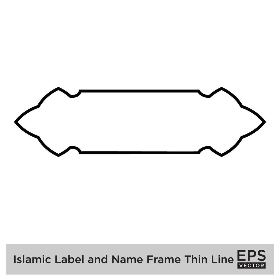 Islamic Label and Name Frame Thin Line Black stroke silhouettes Design pictogram symbol visual illustration vector