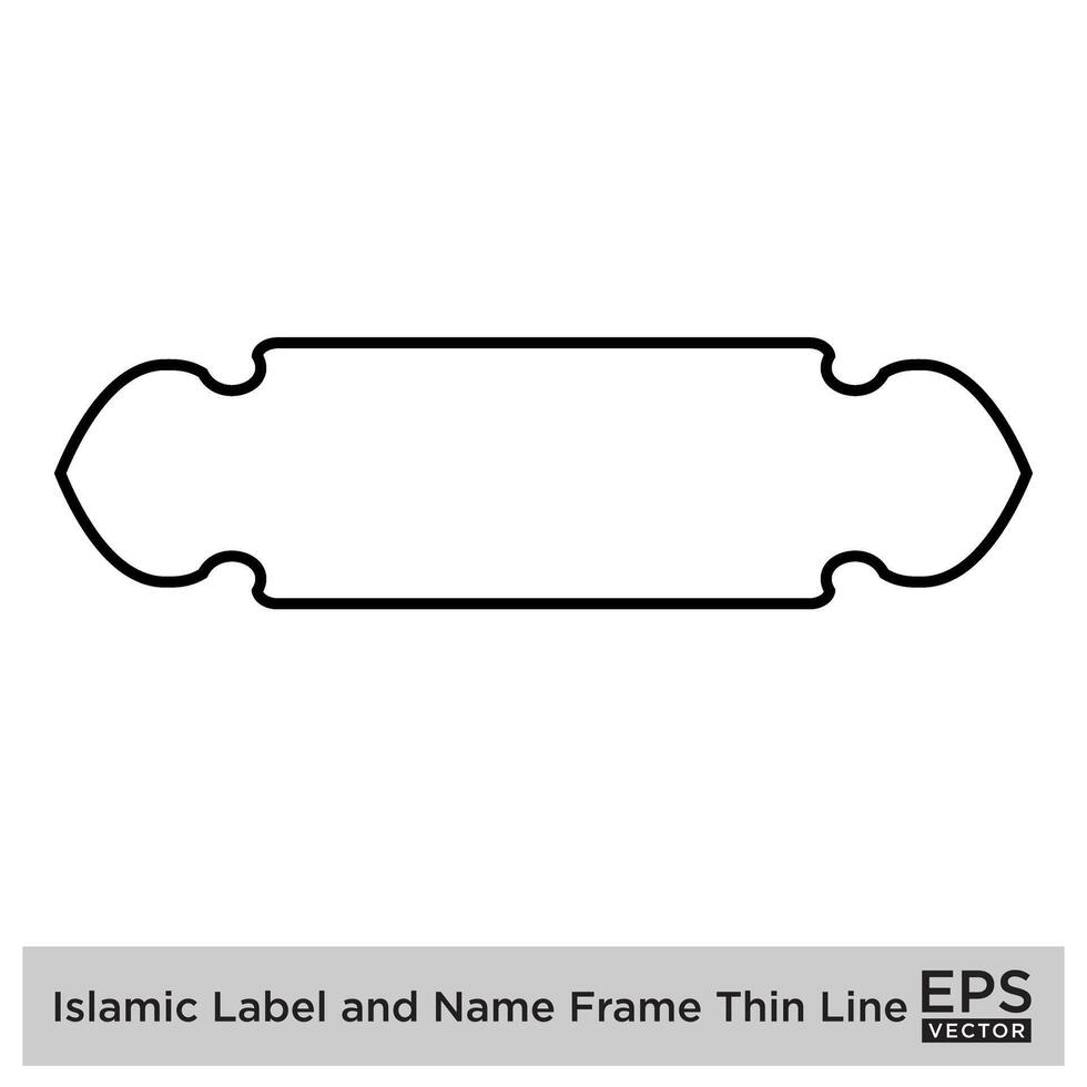 Islamic Label and Name Frame Thin Line Black stroke silhouettes Design pictogram symbol visual illustration vector