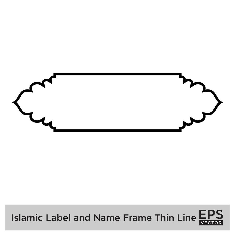 Islamic Label and Name Frame Thin line Outline Linear Black Stroke silhouettes Design pictogram symbol visual illustration vector