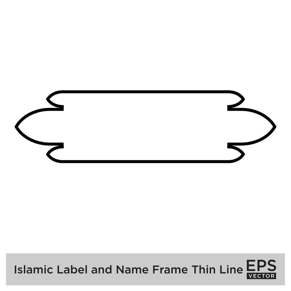 Islamic Label and Name Frame Thin line Outline Linear Black Stroke silhouettes Design pictogram symbol visual illustration vector