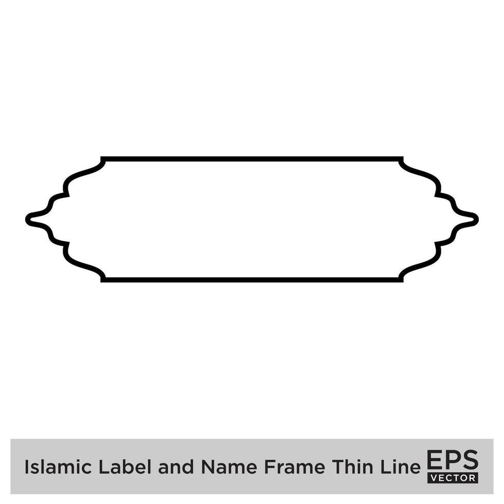 Islamic Label and Name Frame Thin line Outline Linear Black Stroke silhouettes Design pictogram symbol visual illustration vector