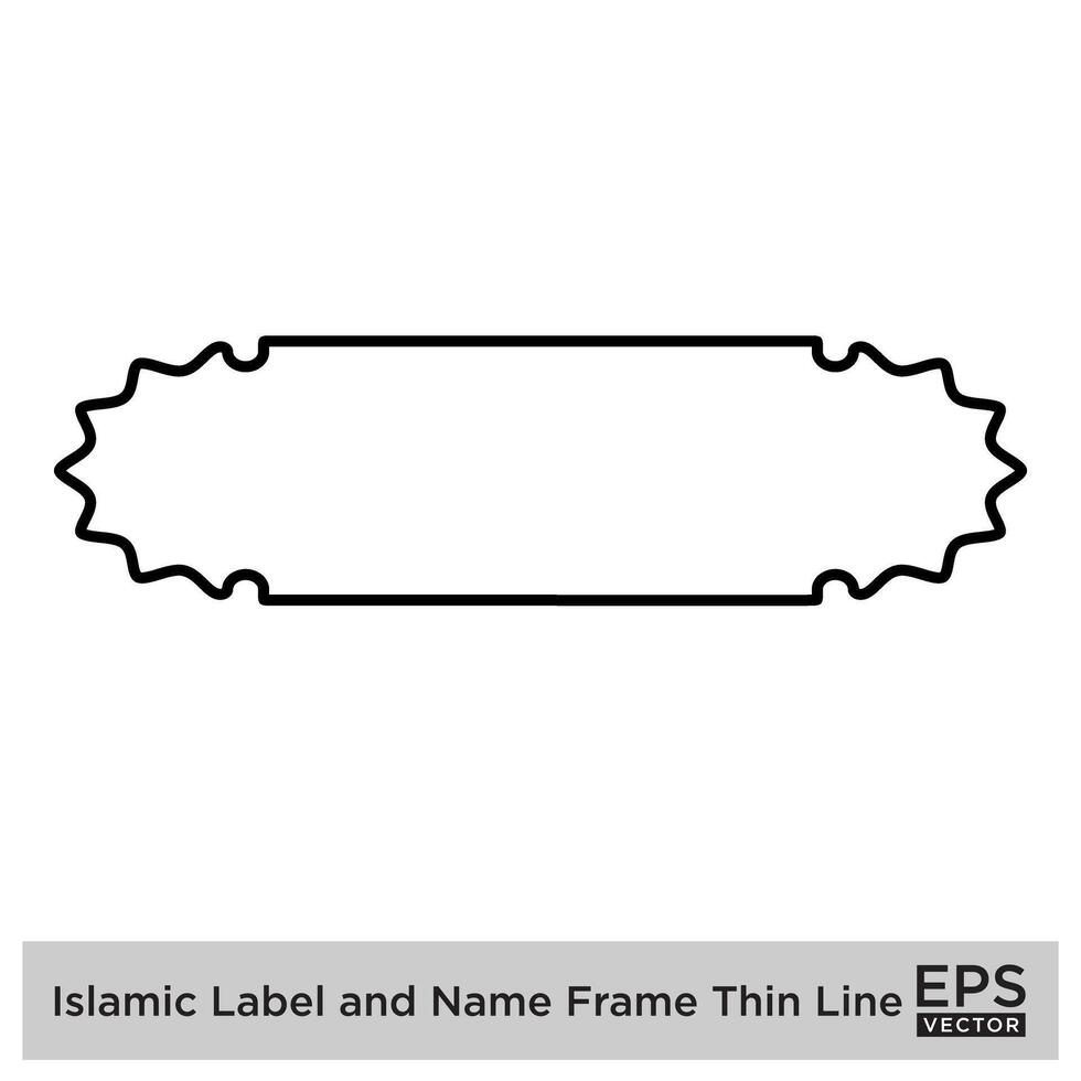 Islamic Label and Name Frame Thin line Outline Linear Black Stroke silhouettes Design pictogram symbol visual illustration vector