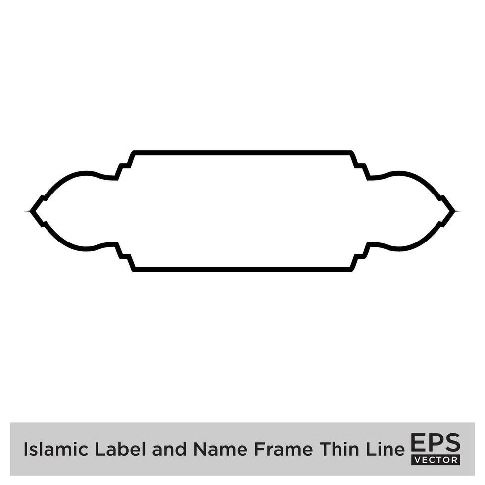 Islamic Label and Name Frame Thin line Outline Linear Black Stroke silhouettes Design pictogram symbol visual illustration vector