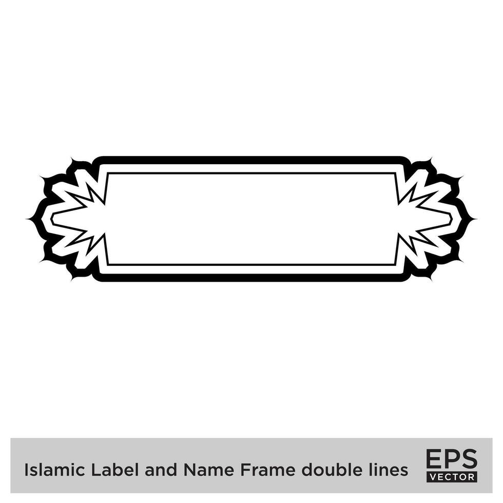 Islamic Label and Name Frame double lines Outline Linear Black Stroke silhouettes Design pictogram symbol visual illustration vector
