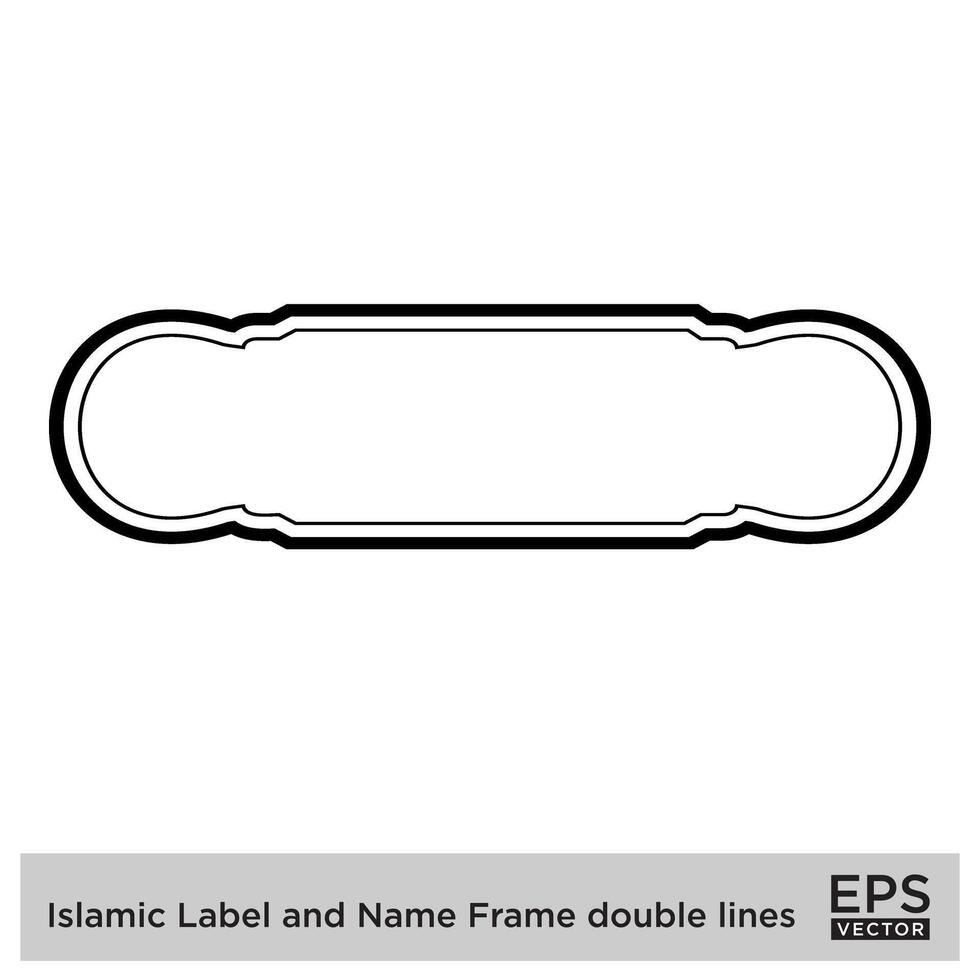 Islamic Label and Name Frame double lines Outline Linear Black Stroke silhouettes Design pictogram symbol visual illustration vector