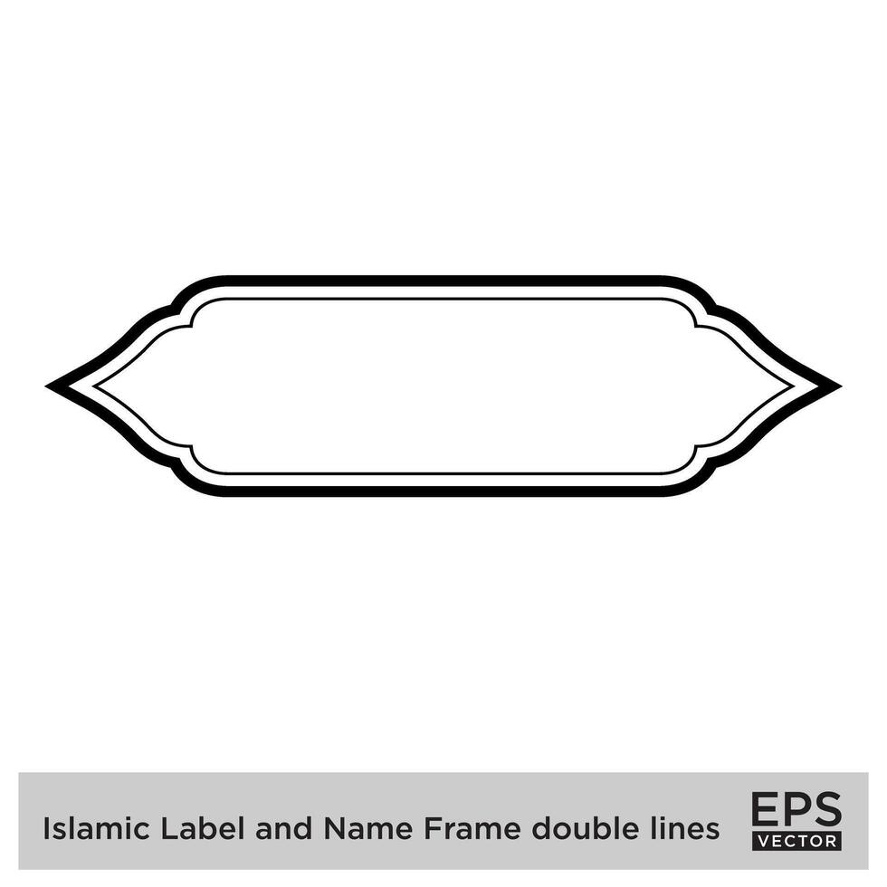 Islamic Label and Name Frame double lines Outline Linear Black Stroke silhouettes Design pictogram symbol visual illustration vector