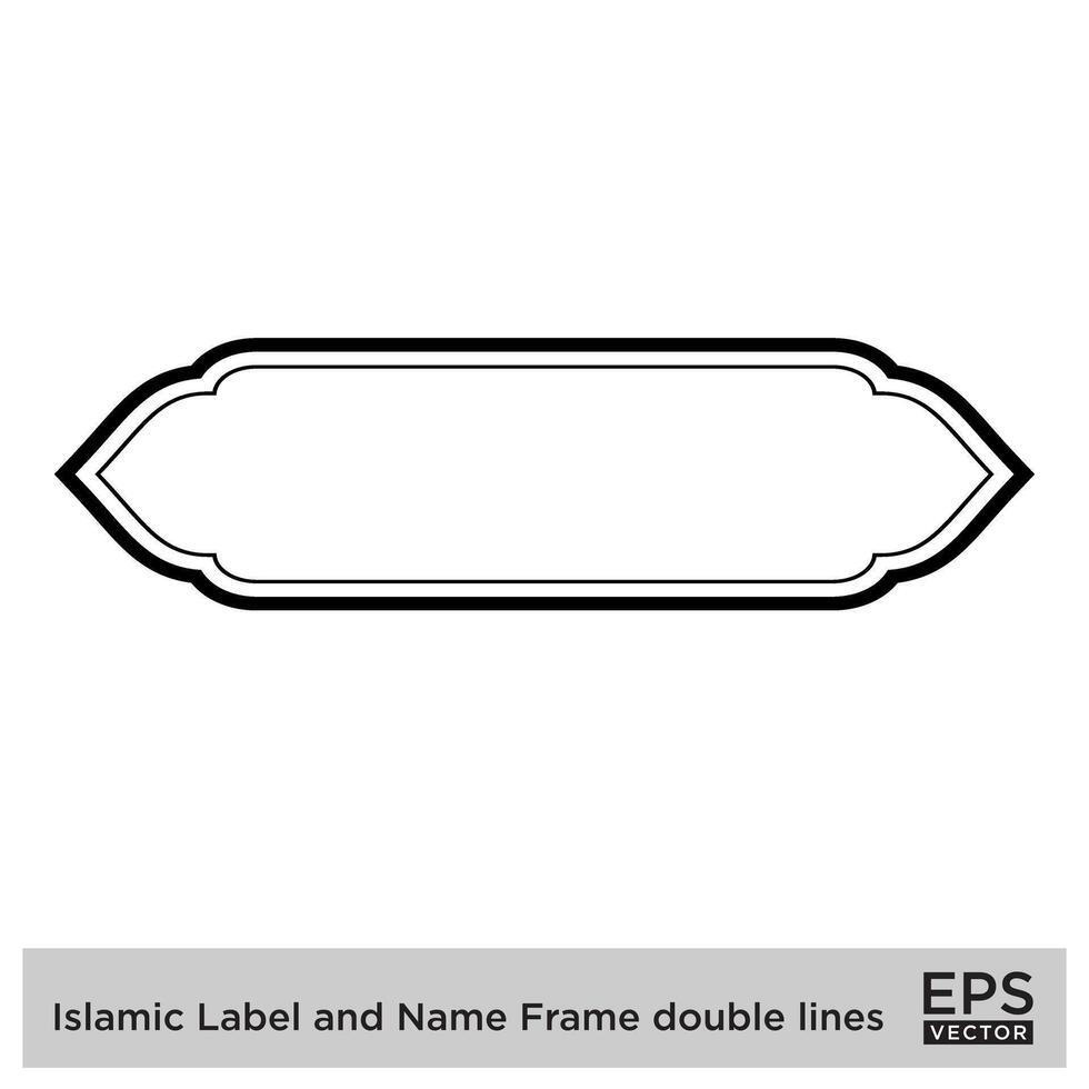 Islamic Label and Name Frame double lines Outline Linear Black Stroke silhouettes Design pictogram symbol visual illustration vector