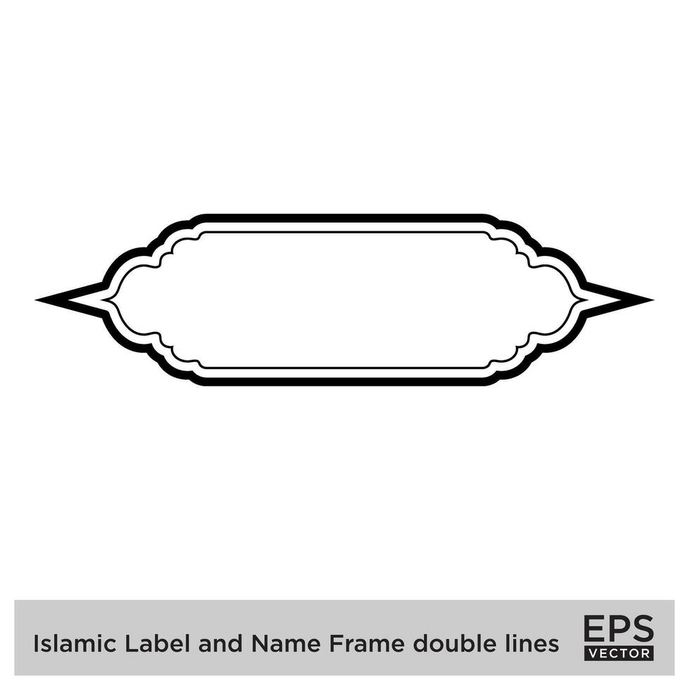 Islamic Label and Name Frame double lines Outline Linear Black Stroke silhouettes Design pictogram symbol visual illustration vector