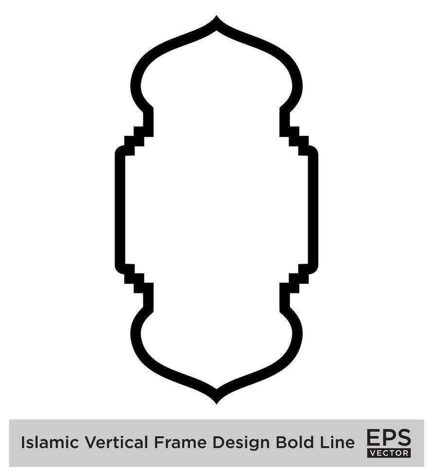 Islamic Vertical Frame Design Bold Line Outline Linear Black Stroke silhouettes Design pictogram symbol visual illustration vector