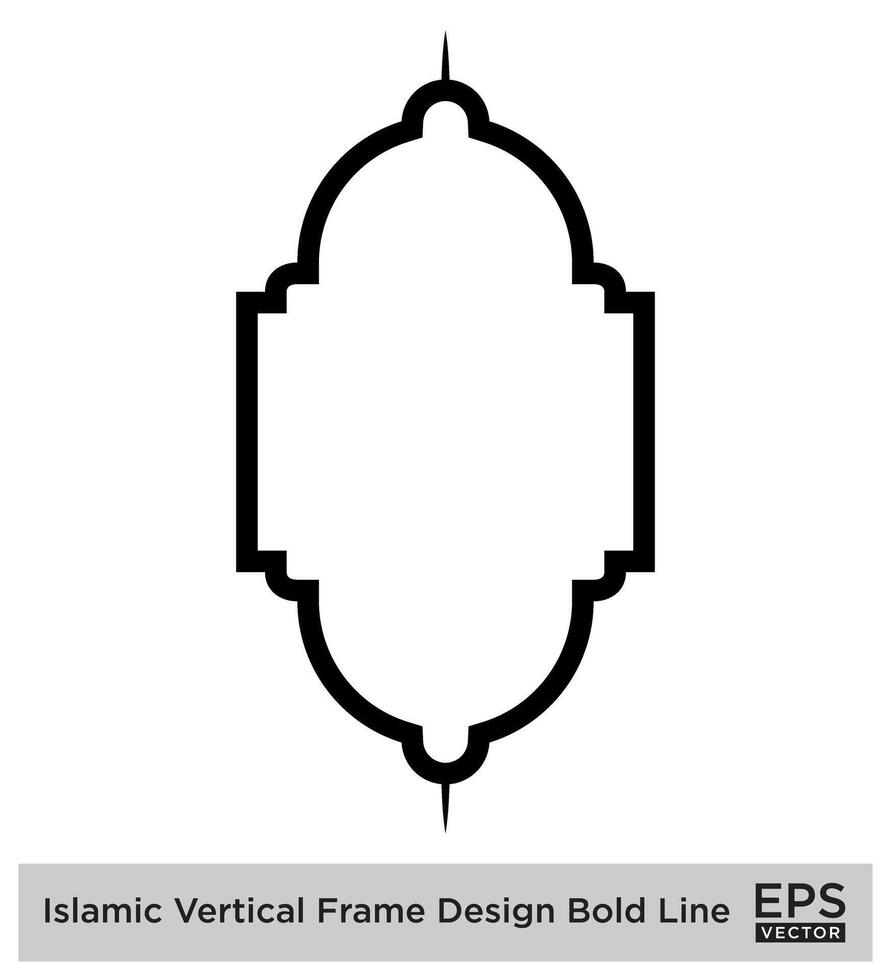 Islamic Vertical Frame Design Bold Line Outline Linear Black Stroke silhouettes Design pictogram symbol visual illustration vector