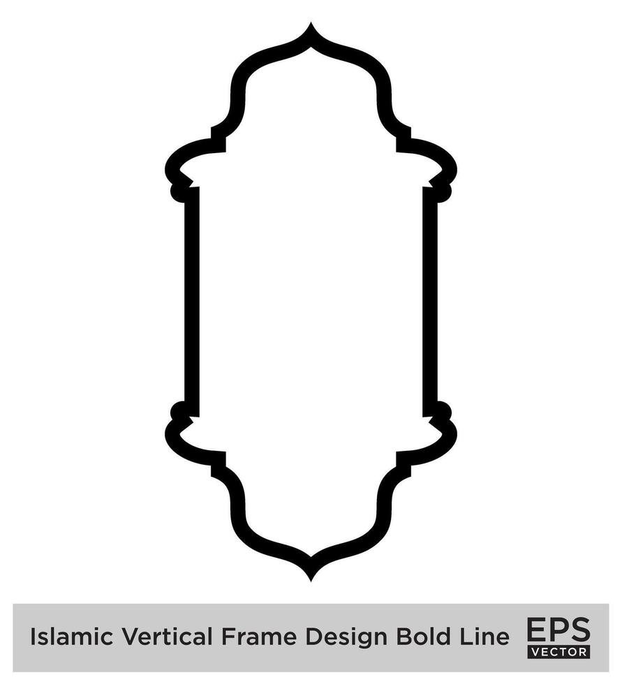 Islamic Vertical Frame Design Bold Line Outline Linear Black Stroke silhouettes Design pictogram symbol visual illustration vector