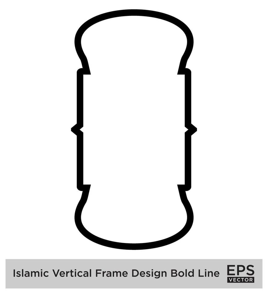 Islamic Vertical Frame Design Bold Line Outline Linear Black Stroke silhouettes Design pictogram symbol visual illustration vector