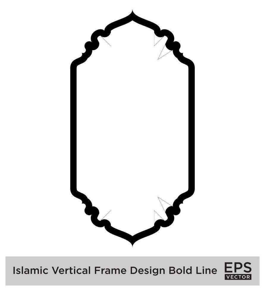 Islamic Vertical Frame Design Bold Line Outline Linear Black Stroke silhouettes Design pictogram symbol visual illustration vector