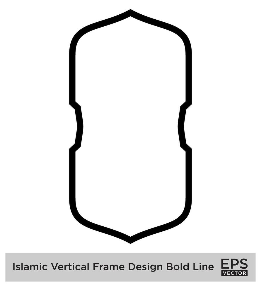 Islamic Vertical Frame Design Bold Line Outline Linear Black Stroke silhouettes Design pictogram symbol visual illustration vector