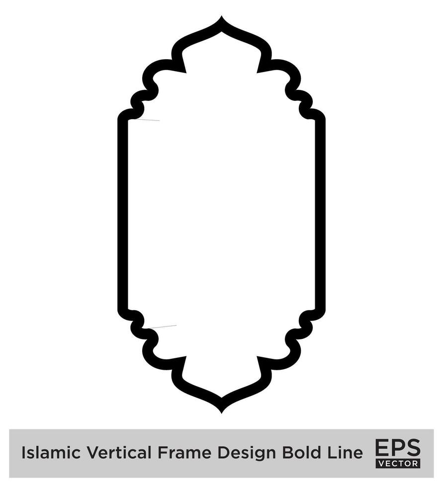 Islamic Vertical Frame Design Bold Line Outline Linear Black Stroke silhouettes Design pictogram symbol visual illustration vector