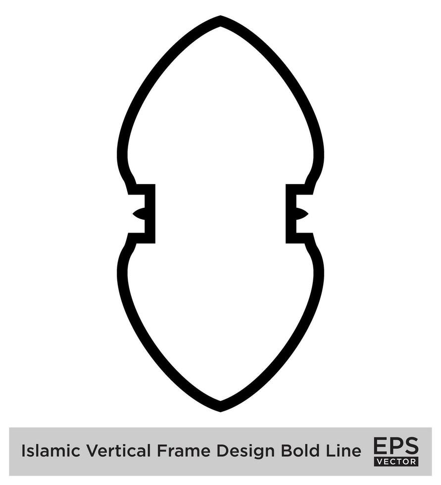 Islamic Vertical Frame Design Bold Line Outline Linear Black Stroke silhouettes Design pictogram symbol visual illustration vector
