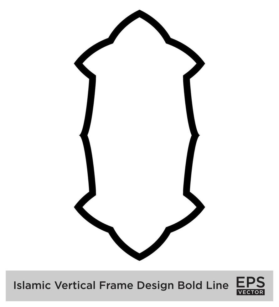 Islamic Vertical Frame Design Bold Line Outline Linear Black Stroke silhouettes Design pictogram symbol visual illustration vector