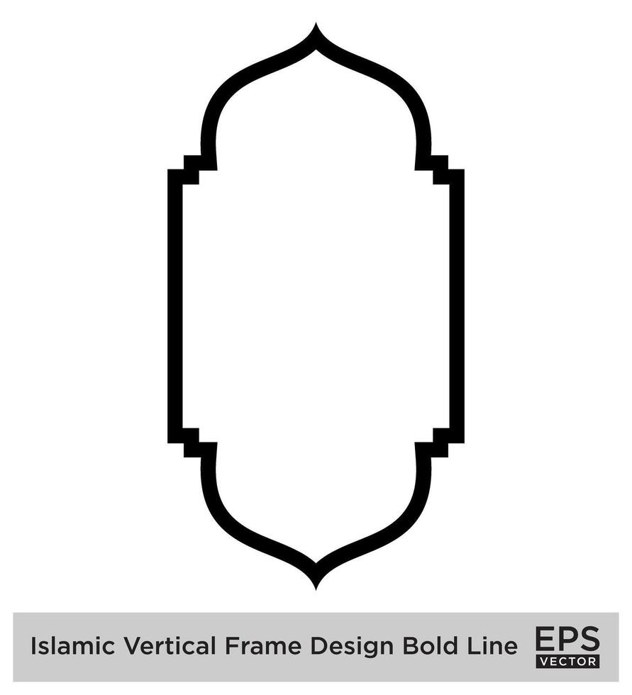 Islamic Vertical Frame Design Bold Line Outline Linear Black Stroke silhouettes Design pictogram symbol visual illustration vector