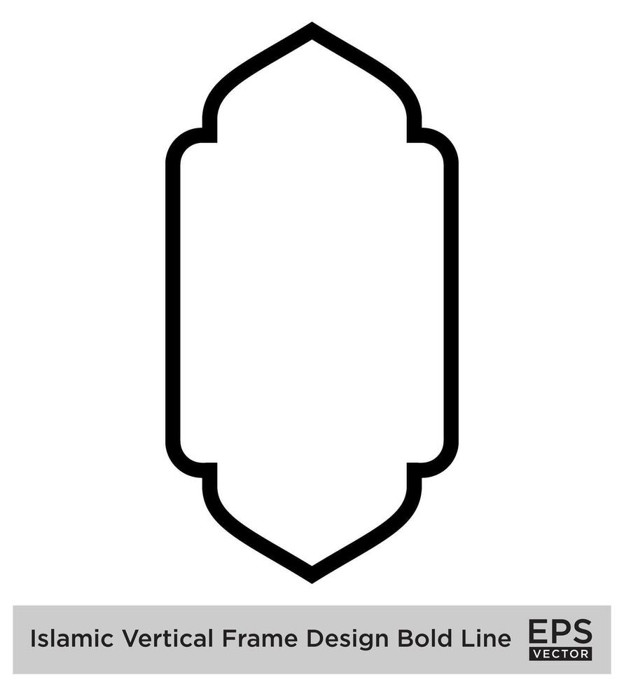 Islamic Vertical Frame Design Bold Line Outline Linear Black Stroke silhouettes Design pictogram symbol visual illustration vector