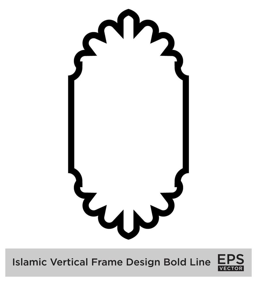 Islamic Vertical Frame Design Bold Line Outline Linear Black Stroke silhouettes Design pictogram symbol visual illustration vector