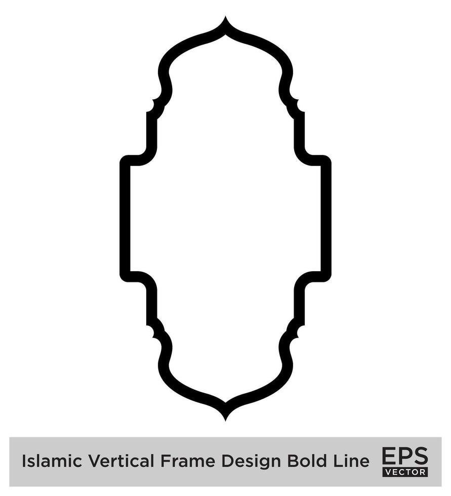 Islamic Vertical Frame Design Bold Line Outline Linear Black Stroke silhouettes Design pictogram symbol visual illustration vector