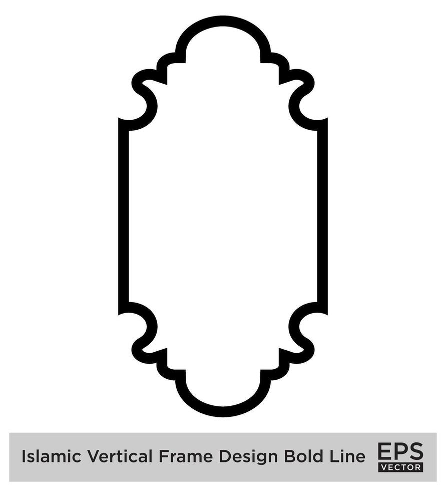 Islamic Vertical Frame Design Bold Line Outline Linear Black Stroke silhouettes Design pictogram symbol visual illustration vector