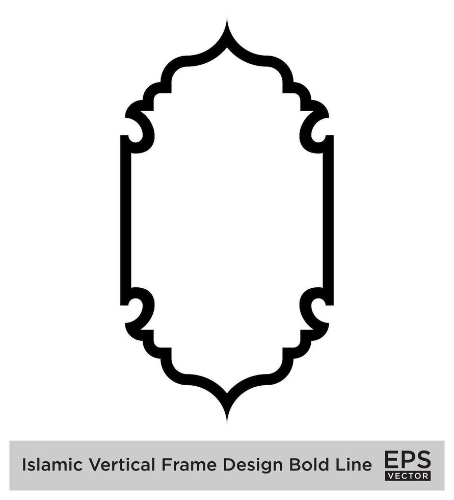 Islamic Vertical Frame Design Bold Line Outline Linear Black Stroke silhouettes Design pictogram symbol visual illustration vector