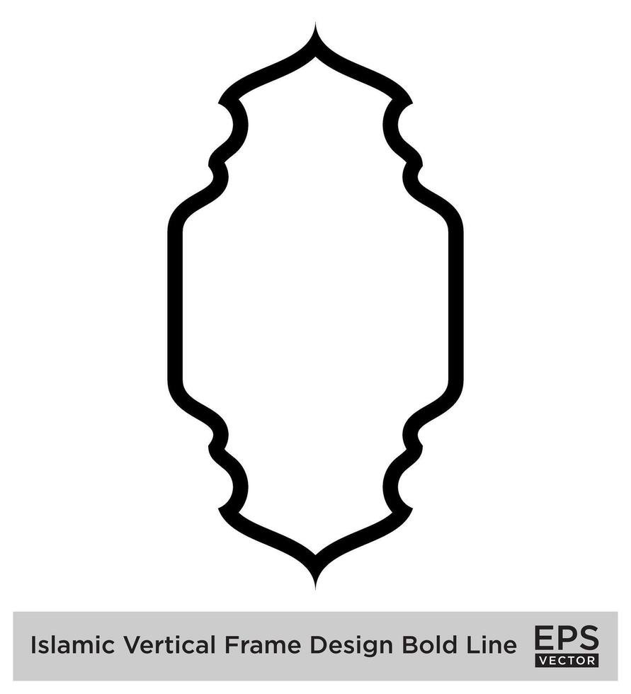 Islamic Vertical Frame Design Bold Line Outline Linear Black Stroke silhouettes Design pictogram symbol visual illustration vector