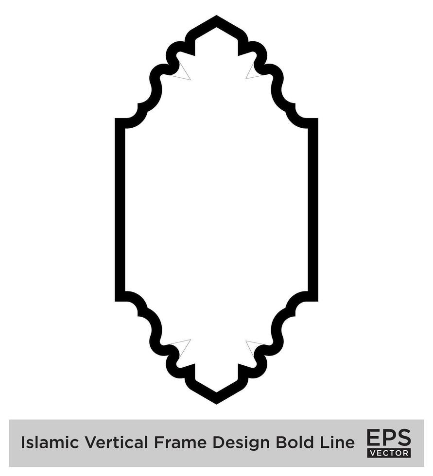 Islamic Vertical Frame Design Bold Line Outline Linear Black Stroke silhouettes Design pictogram symbol visual illustration vector