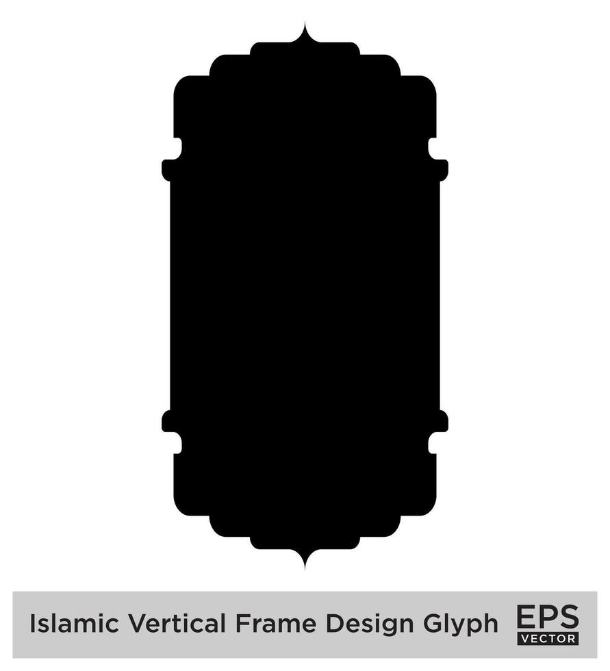 Islamic Vertical Frame Design Glyph Black Filled silhouettes Design pictogram symbol visual illustration vector