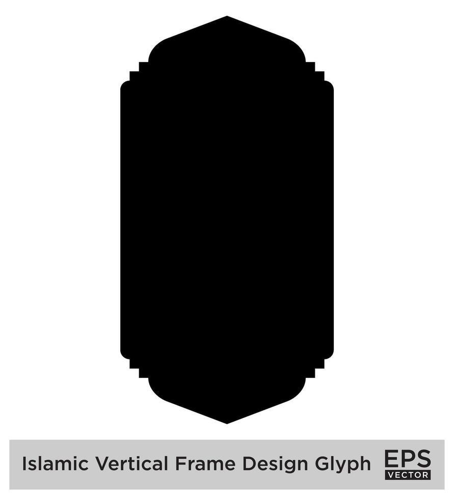 Islamic Vertical Frame Design Glyph Black Filled silhouettes Design pictogram symbol visual illustration vector