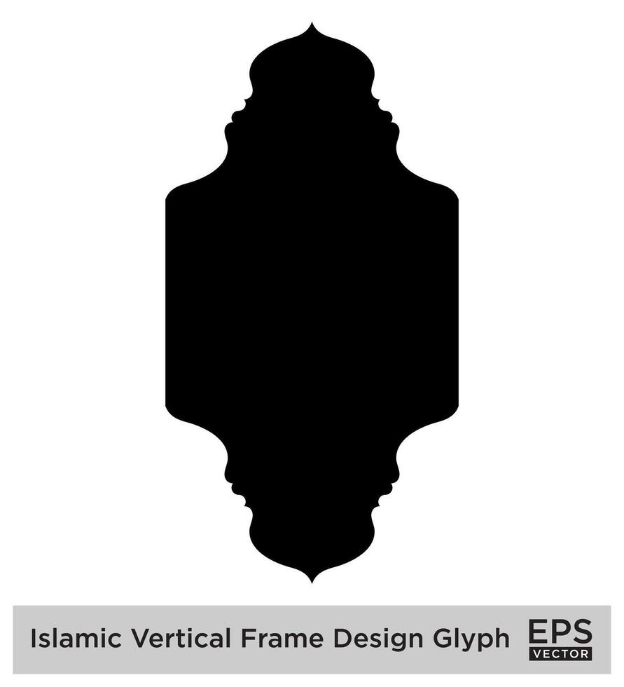 Islamic Vertical Frame Design Glyph Black Filled silhouettes Design pictogram symbol visual illustration vector