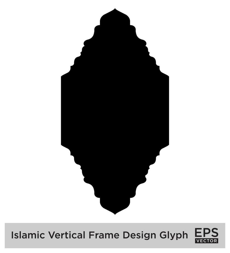 Islamic Vertical FramIslamic Vertical Frame Design Glyph Black Filled silhouettes Design pictogram symbol visual illustratione Design... vector