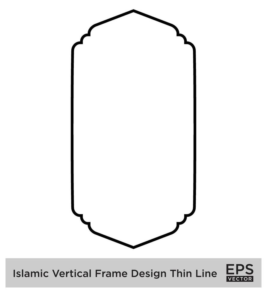 Islamic Vertical Frame Design Thin Line Black stroke silhouettes Design pictogram symbol visual illustration vector