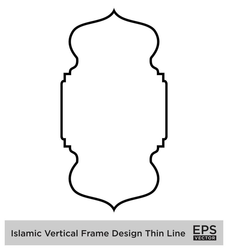 Islamic Vertical Frame Design Thin Line Black stroke silhouettes Design pictogram symbol visual illustration vector