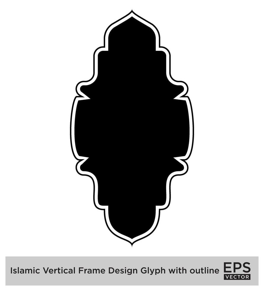 Islamic vertical Frame Design Glyph with outline Black Filled silhouettes Design pictogram symbol visual illustration vector