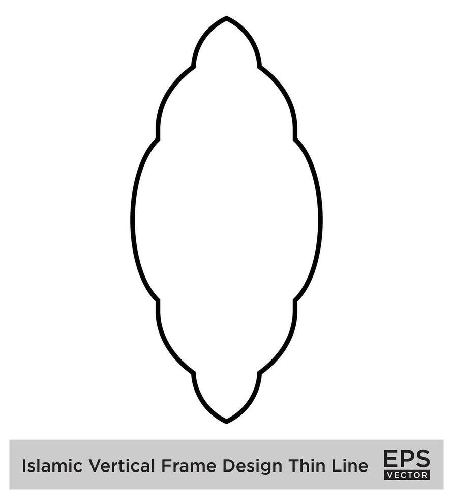 Islamic Vertical Frame Design Thin Line Black stroke silhouettes Design pictogram symbol visual illustration vector