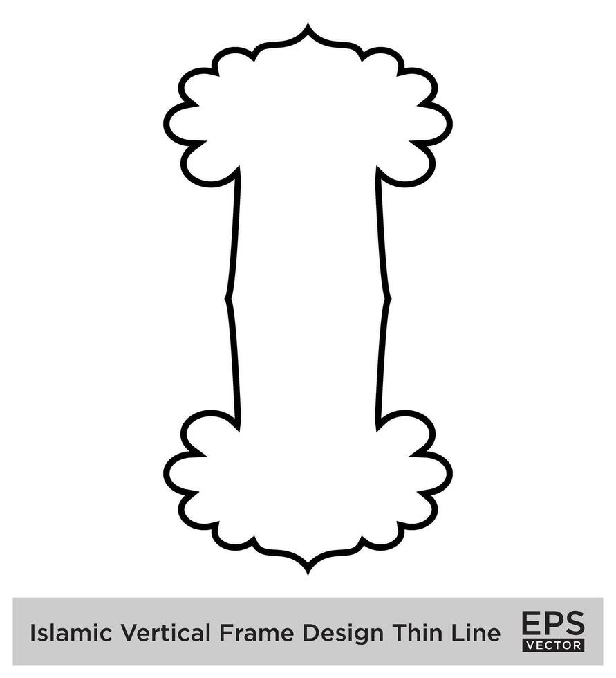 Islamic Vertical Frame Design Thin Line Black stroke silhouettes Design pictogram symbol visual illustration vector