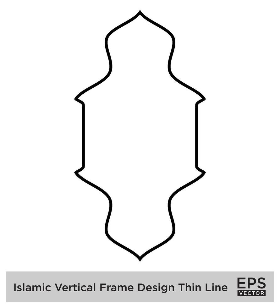 Islamic Vertical Frame Design Thin Line Black stroke silhouettes Design pictogram symbol visual illustration vector