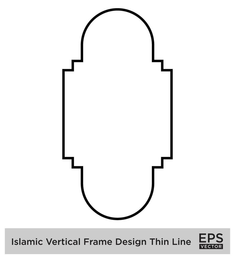 Islamic Vertical Frame Design Thin Line Black stroke silhouettes Design pictogram symbol visual illustration vector