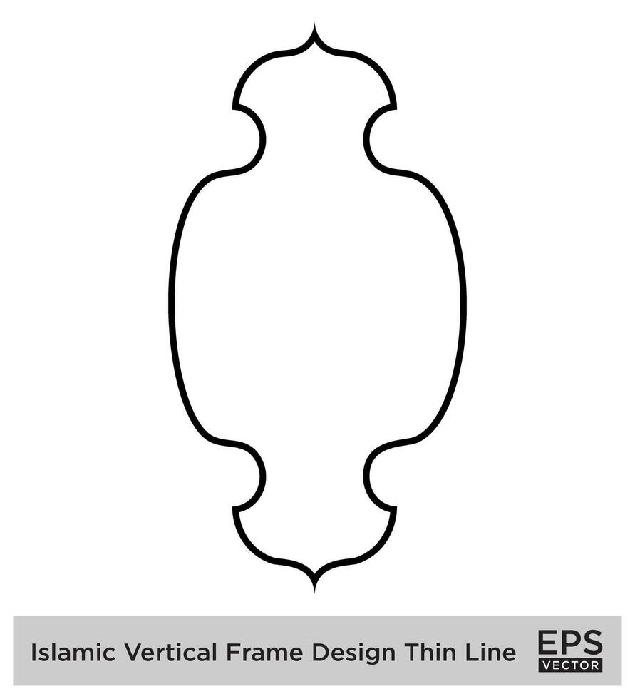 Islamic Vertical Frame Design Thin Line Black stroke silhouettes Design pictogram symbol visual illustration vector