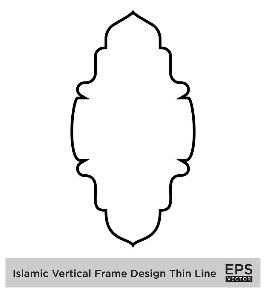 Islamic Vertical Frame Design Thin Line Black stroke silhouettes Design pictogram symbol visual illustration vector