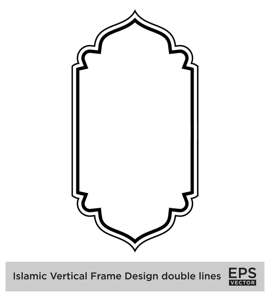 Islamic Vertical Frame Design double lines Black Stroke silhouettes Design pictogram symbol visual illustration vector