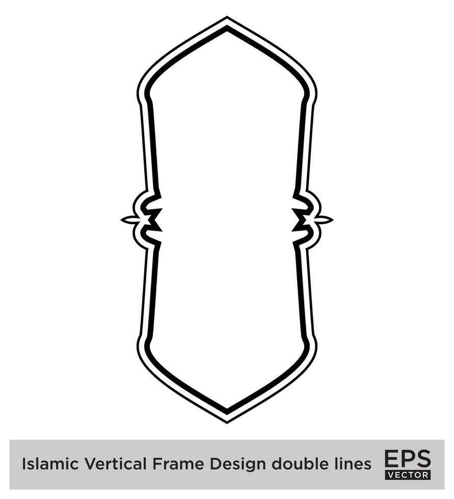 Islamic Vertical Frame Design double lines Black Stroke silhouettes Design pictogram symbol visual illustration vector