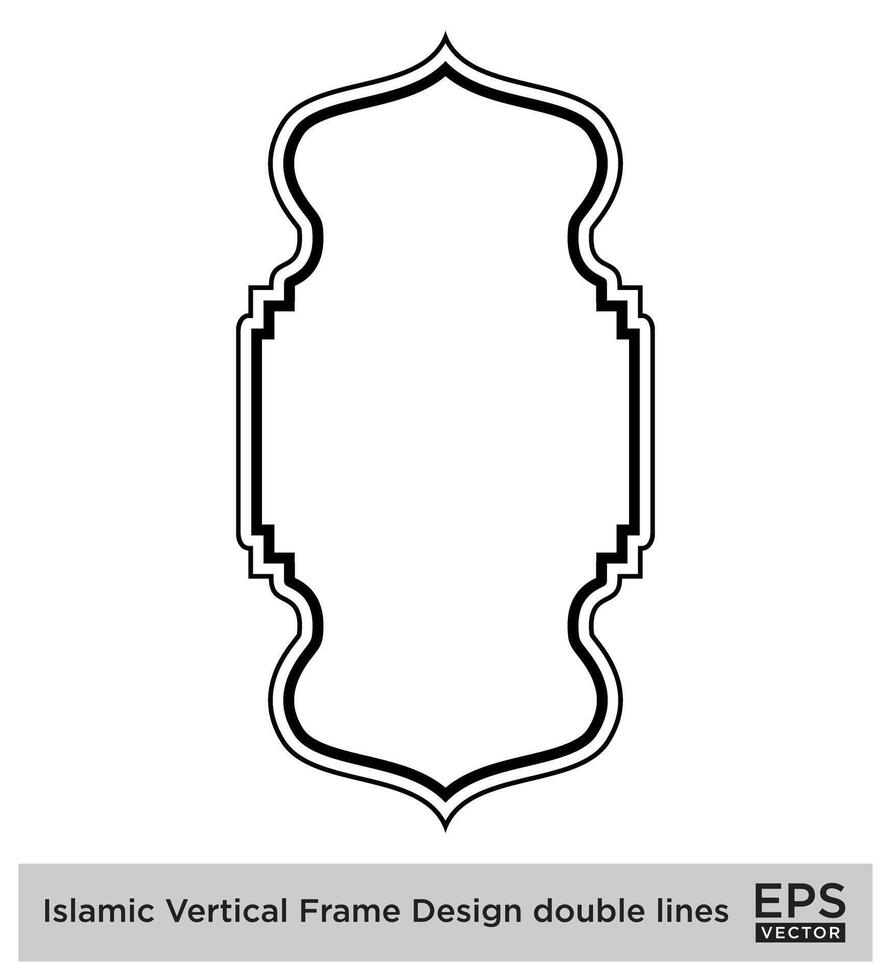 Islamic Vertical Frame Design double lines Black Stroke silhouettes Design pictogram symbol visual illustration vector