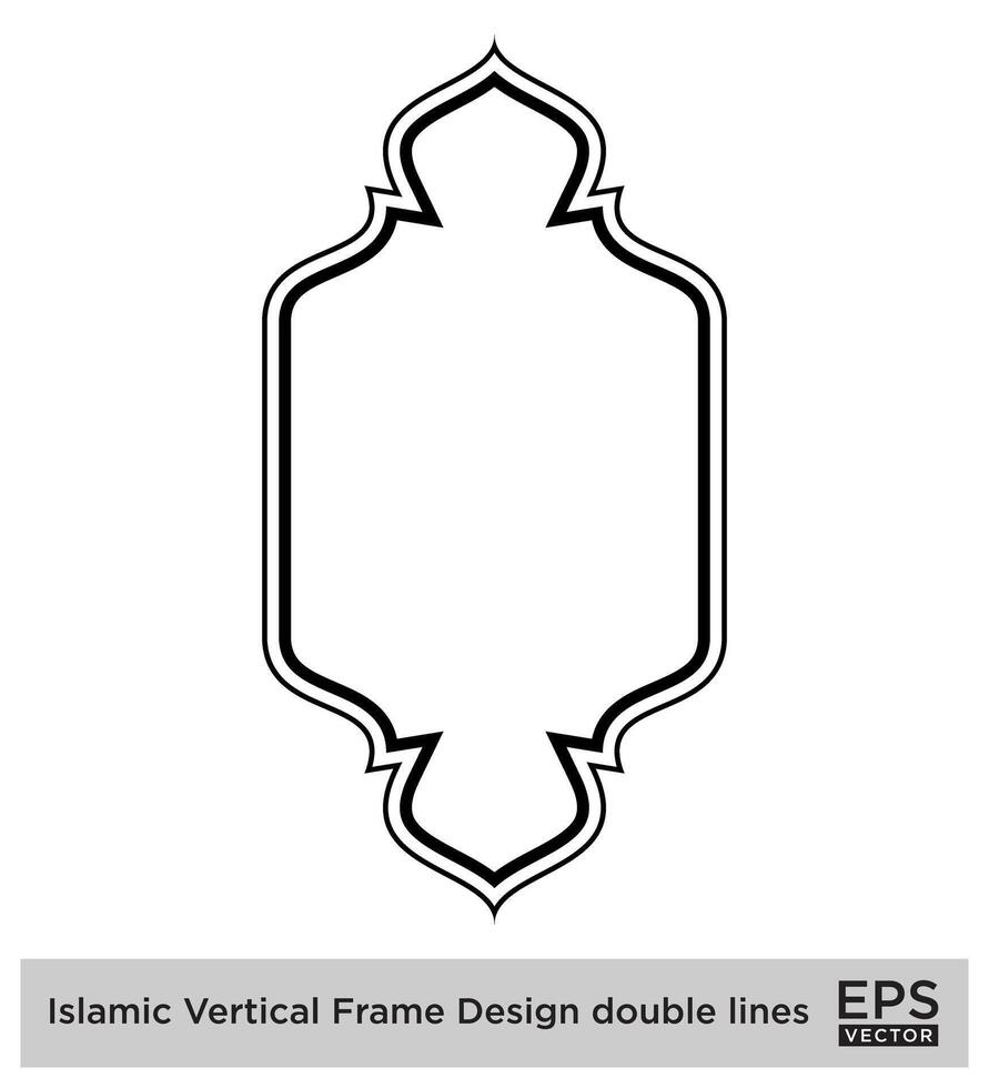 Islamic Vertical Frame Design double lines Black Stroke silhouettes Design pictogram symbol visual illustration vector