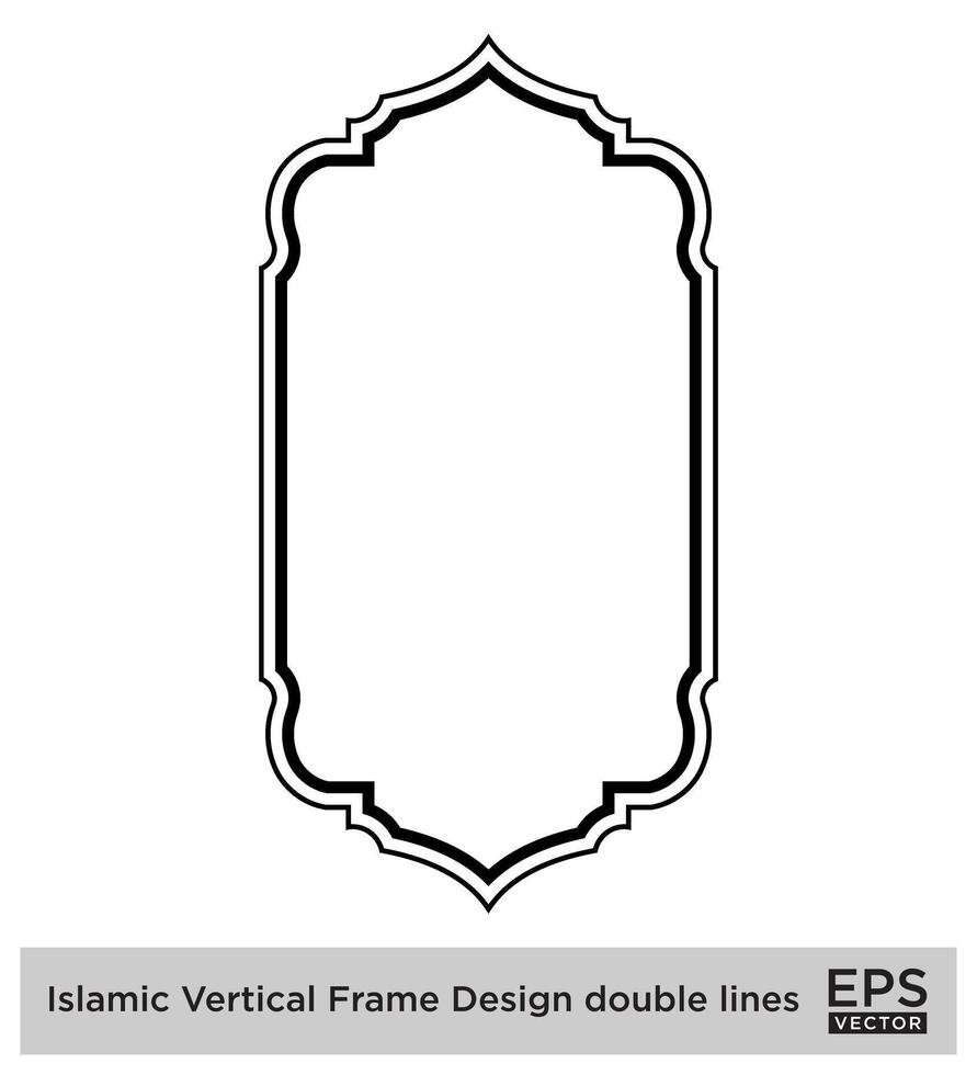 Islamic Vertical Frame Design double lines Black Stroke silhouettes Design pictogram symbol visual illustration vector