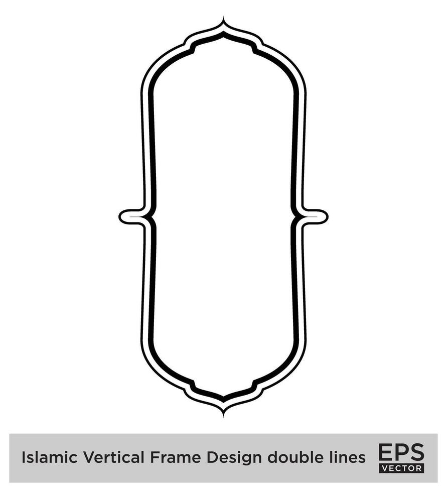 Islamic Vertical Frame Design double lines Black Stroke silhouettes Design pictogram symbol visual illustration vector