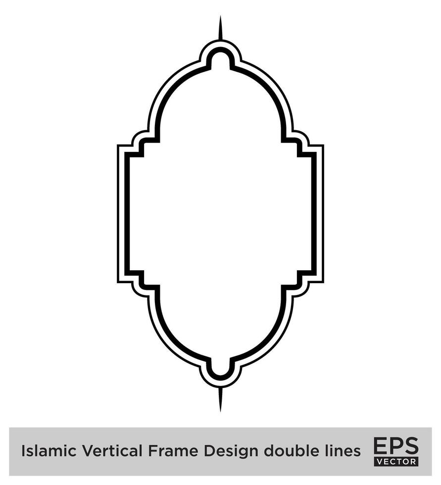 Islamic Vertical Frame Design double lines Black Stroke silhouettes Design pictogram symbol visual illustration vector