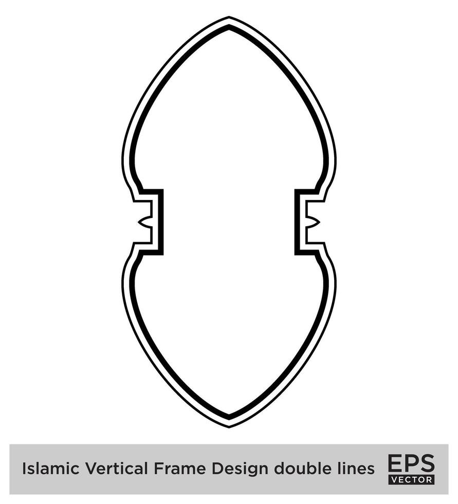 Islamic Vertical Frame Design double lines Black Stroke silhouettes Design pictogram symbol visual illustration vector